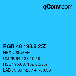 カラーコード: RGB 40 198.8 255 | qconv.com