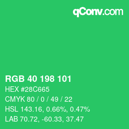 Color code: RGB 40 198 101 | qconv.com