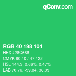Color code: RGB 40 198 104 | qconv.com