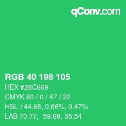 Color code: RGB 40 198 105 | qconv.com