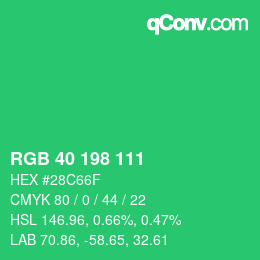 Color code: RGB 40 198 111 | qconv.com