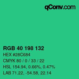 Color code: RGB 40 198 132 | qconv.com