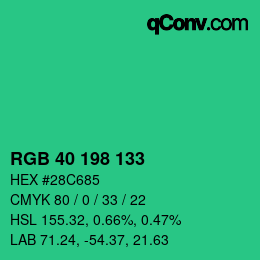 Color code: RGB 40 198 133 | qconv.com