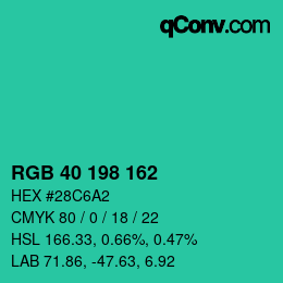 Color code: RGB 40 198 162 | qconv.com