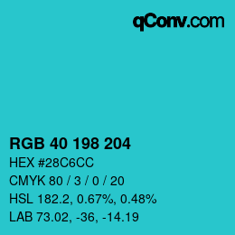 Color code: RGB 40 198 204 | qconv.com