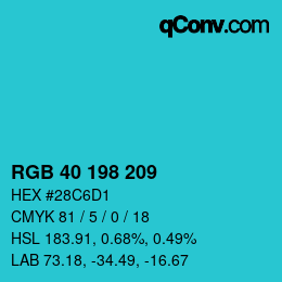 Color code: RGB 40 198 209 | qconv.com