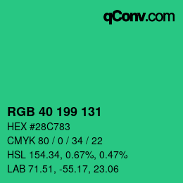Color code: RGB 40 199 131 | qconv.com