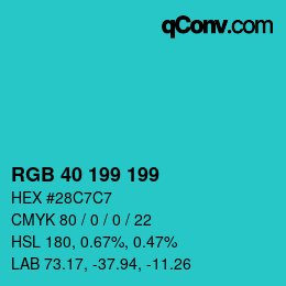 Color code: RGB 40 199 199 | qconv.com