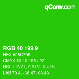 Color code: RGB 40 199 9 | qconv.com