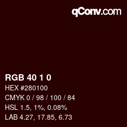 Color code: RGB 40 1 0 | qconv.com