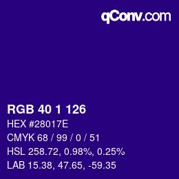 Color code: RGB 40 1 126 | qconv.com