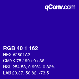 Color code: RGB 40 1 162 | qconv.com