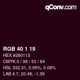 Color code: RGB 40 1 19 | qconv.com