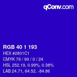 Color code: RGB 40 1 193 | qconv.com