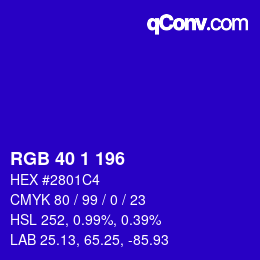 Color code: RGB 40 1 196 | qconv.com