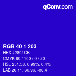 Color code: RGB 40 1 203 | qconv.com