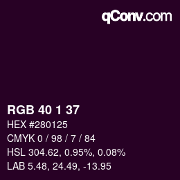 颜色代码: RGB 40 1 37 | qconv.com