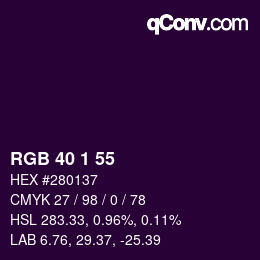 颜色代码: RGB 40 1 55 | qconv.com