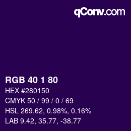 Color code: RGB 40 1 80 | qconv.com