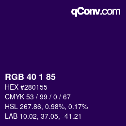 Color code: RGB 40 1 85 | qconv.com
