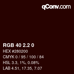 カラーコード: RGB 40 2.2 0 | qconv.com
