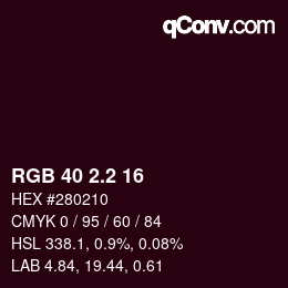 カラーコード: RGB 40 2.2 16 | qconv.com