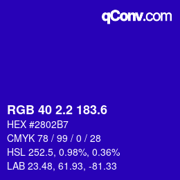 カラーコード: RGB 40 2.2 183.6 | qconv.com