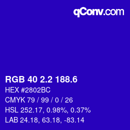 カラーコード: RGB 40 2.2 188.6 | qconv.com