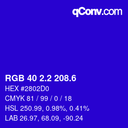 カラーコード: RGB 40 2.2 208.6 | qconv.com