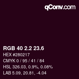 カラーコード: RGB 40 2.2 23.6 | qconv.com