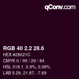 カラーコード: RGB 40 2.2 28.6 | qconv.com