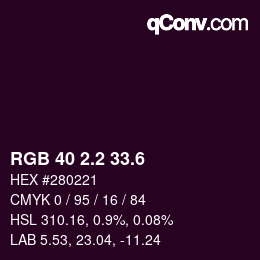 カラーコード: RGB 40 2.2 33.6 | qconv.com
