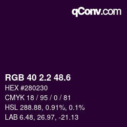 カラーコード: RGB 40 2.2 48.6 | qconv.com
