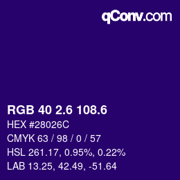 カラーコード: RGB 40 2.6 108.6 | qconv.com