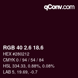 カラーコード: RGB 40 2.6 18.6 | qconv.com