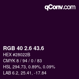 カラーコード: RGB 40 2.6 43.6 | qconv.com