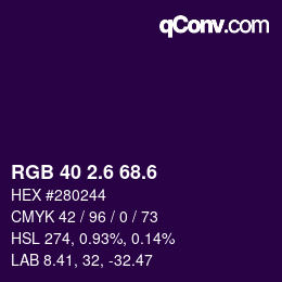 カラーコード: RGB 40 2.6 68.6 | qconv.com