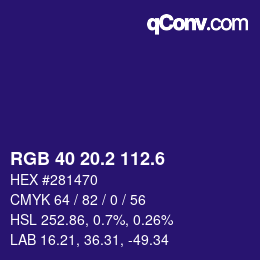 カラーコード: RGB 40 20.2 112.6 | qconv.com