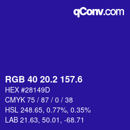 カラーコード: RGB 40 20.2 157.6 | qconv.com