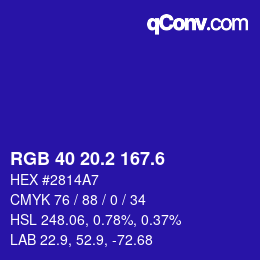 カラーコード: RGB 40 20.2 167.6 | qconv.com