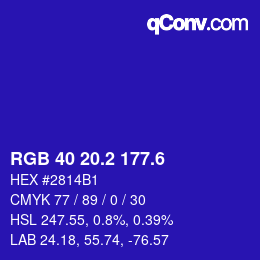 カラーコード: RGB 40 20.2 177.6 | qconv.com