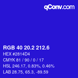 カラーコード: RGB 40 20.2 212.6 | qconv.com