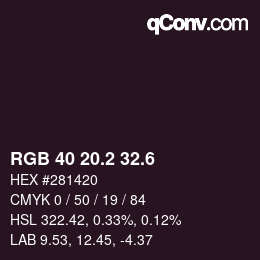 カラーコード: RGB 40 20.2 32.6 | qconv.com