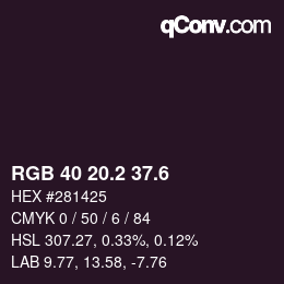 カラーコード: RGB 40 20.2 37.6 | qconv.com