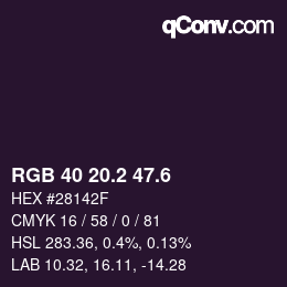 カラーコード: RGB 40 20.2 47.6 | qconv.com