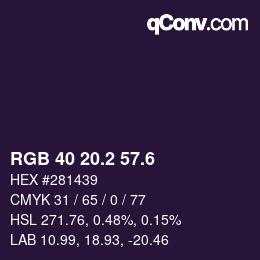 カラーコード: RGB 40 20.2 57.6 | qconv.com