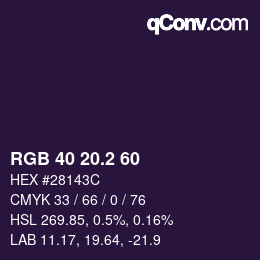 カラーコード: RGB 40 20.2 60 | qconv.com