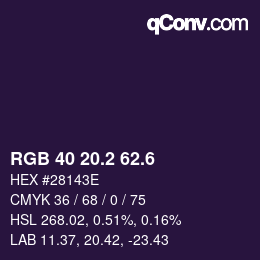 カラーコード: RGB 40 20.2 62.6 | qconv.com