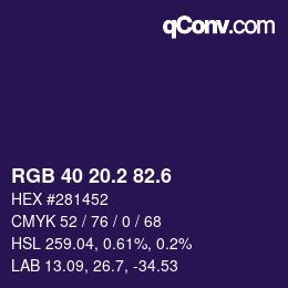 カラーコード: RGB 40 20.2 82.6 | qconv.com