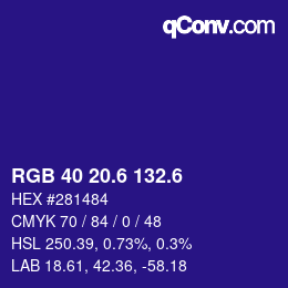 カラーコード: RGB 40 20.6 132.6 | qconv.com